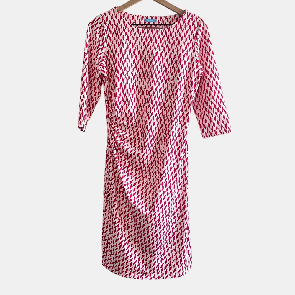 J.McLaughlin Catalina Cloth Dress Women's Size M Pink White Geometric Print